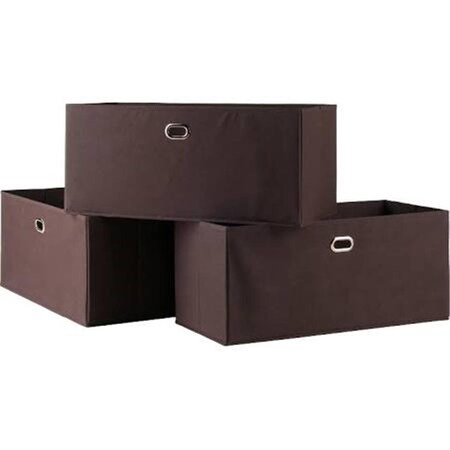 Doba-Bnt 3 Piece Torino Folding Fabric Baskets Set, Chocolate SA3264978